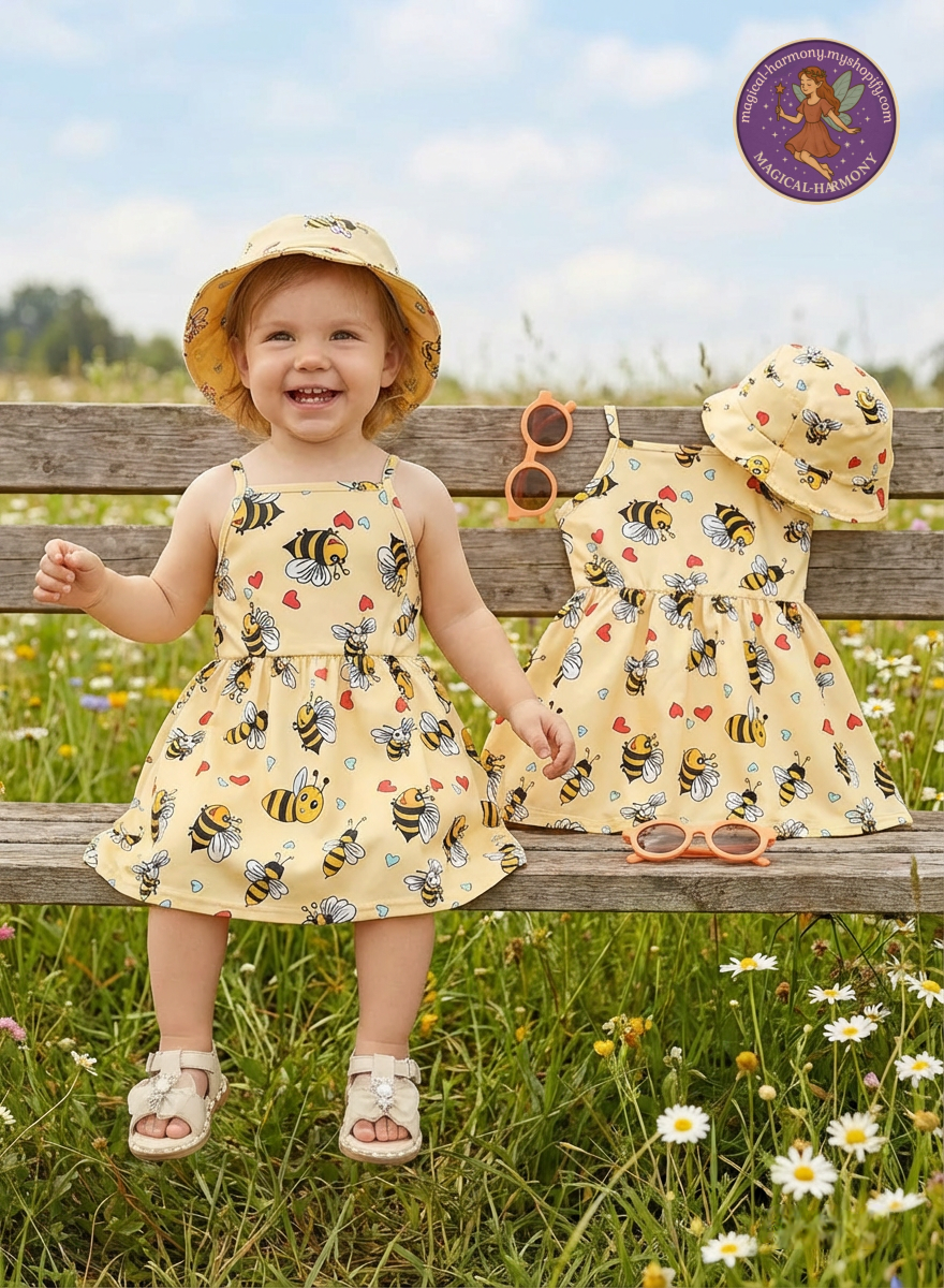 Baby Bee Dress & Hat Set