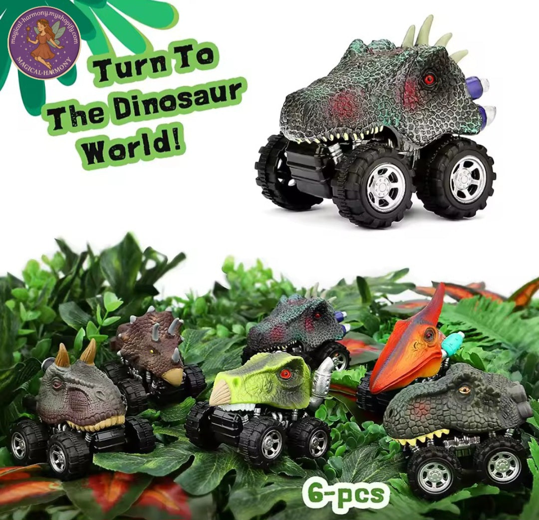 6-Piece Mini Monster Dinosaur Toy Cars!