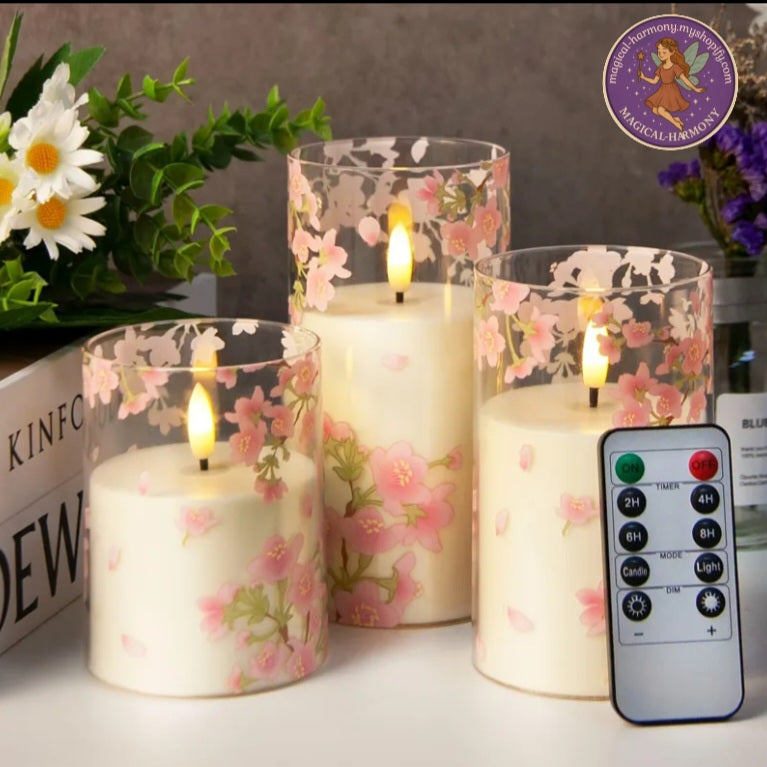 3pcs Smokeless LED Flower Candle Set