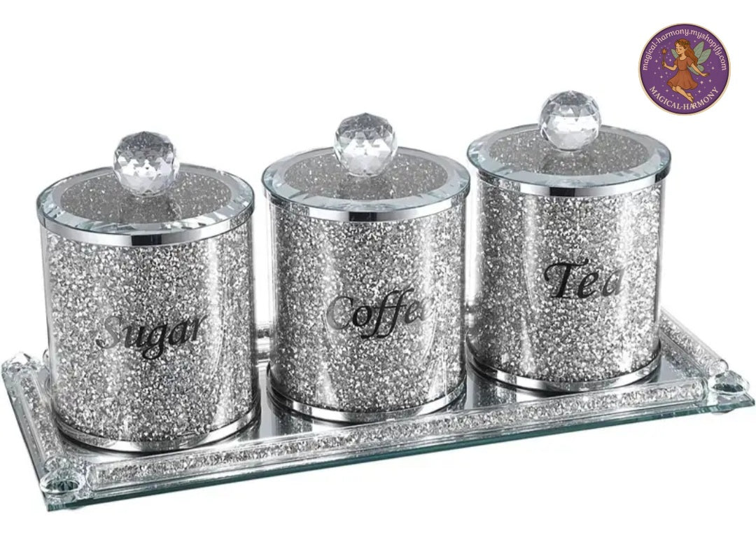 Set of 4 Mirrored Glass Canisters