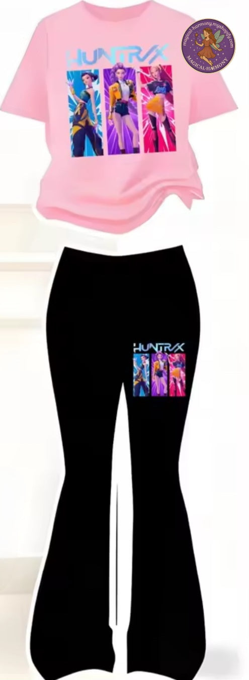 Girls Short Sleeve Top & Bell Bottom Pants Set
