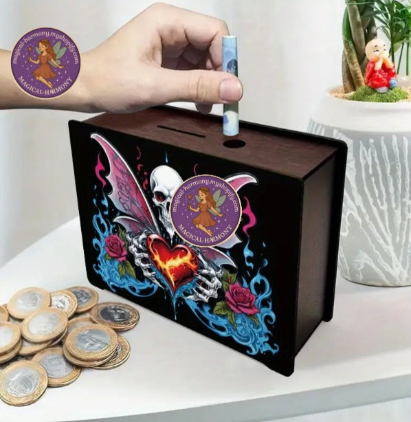 Hand-Painted Recycled Wood Money Box