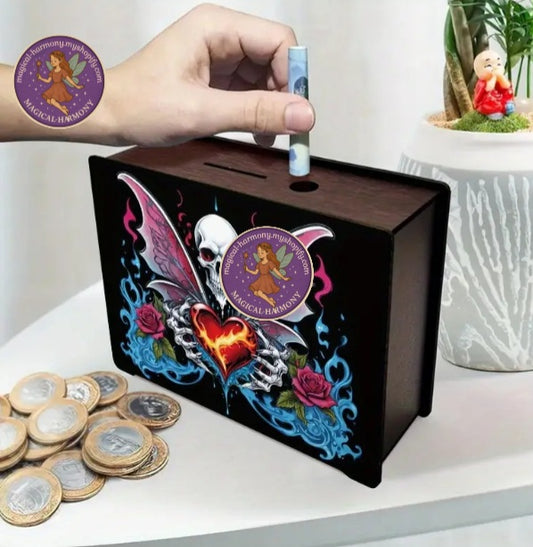 Hand-Painted Recycled Wood Money Box