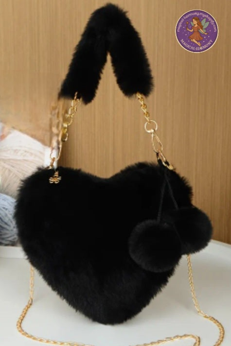 Women’s Plush Heart-Shaped Shoulder Bags