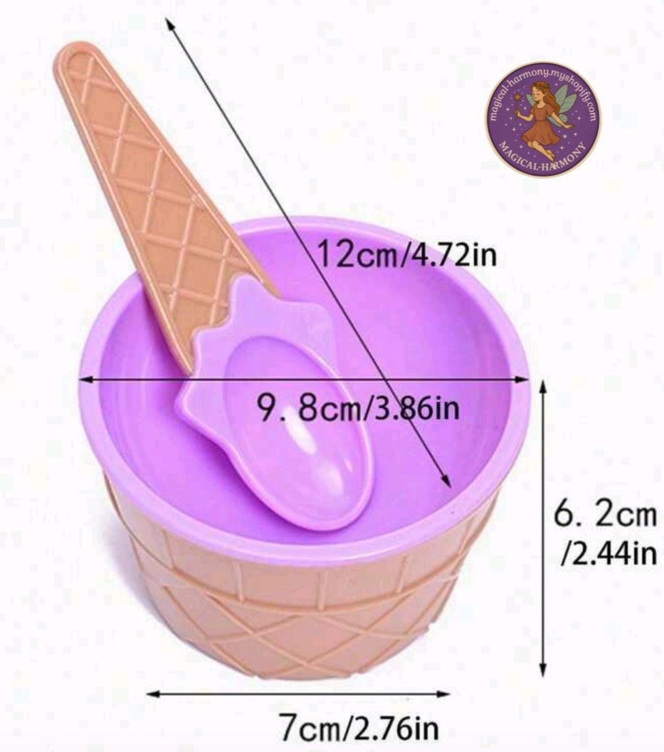 4 Piece Set Ice Cream Bowl & Spoon Set