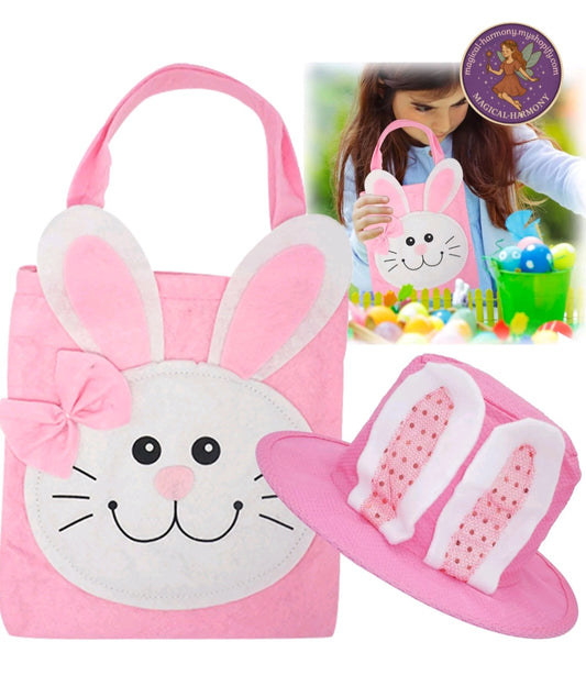 Bunny Ears Easter Hat Felt Bag with Handles Set.