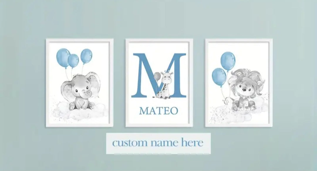 [Personalized Wall Art] 3pcs Personalized Name Wall Art.