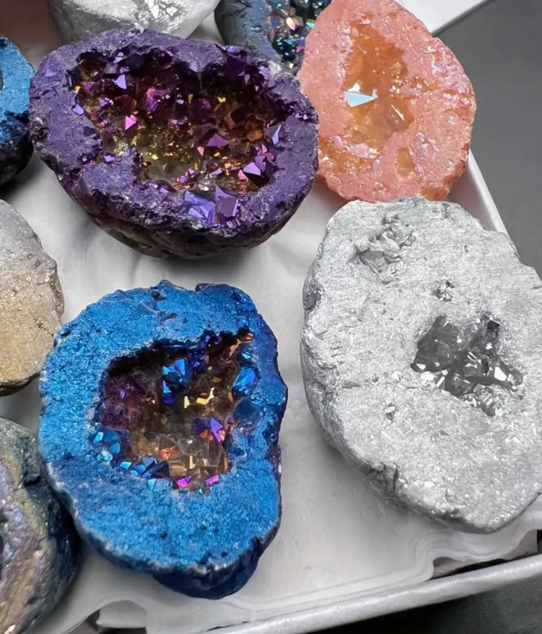 9 piece Natural Stone Geode Quartz