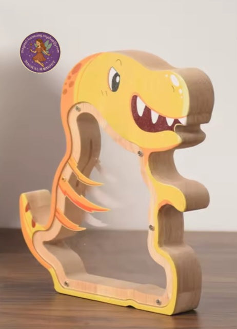 Wooden Dinosaur Money Boxes