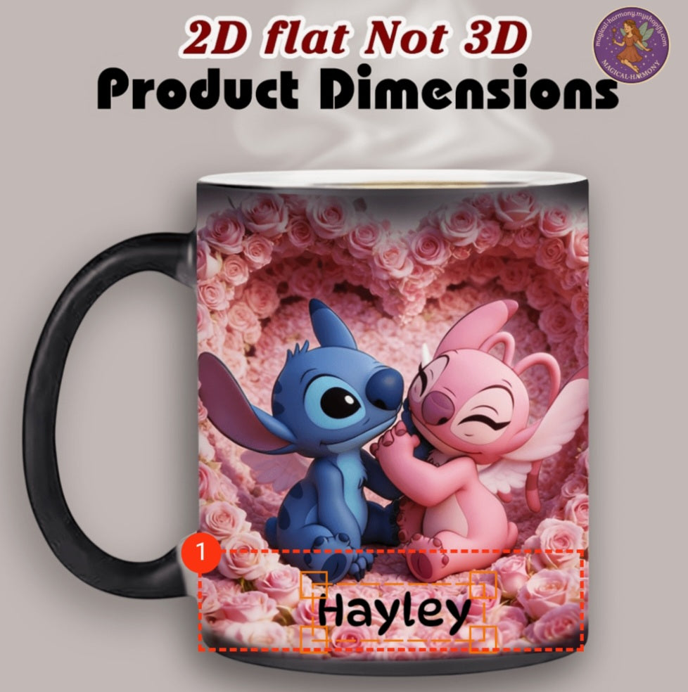 Customisable Disney Stitch & Angel Romantic Rose Mug