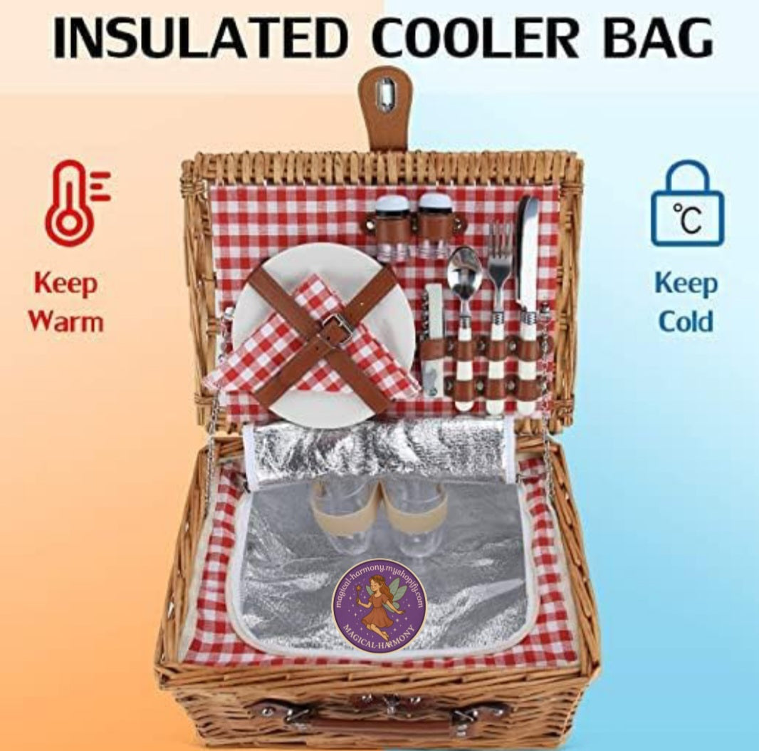 Wicker Picnic Basket For 4
