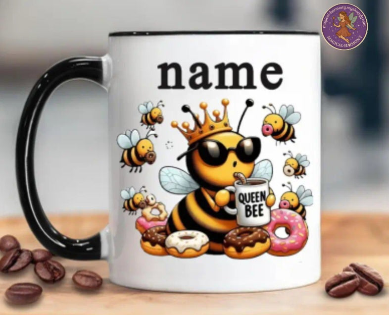 Custom Ceramic ‘Queen Bee, Donut’ Mug