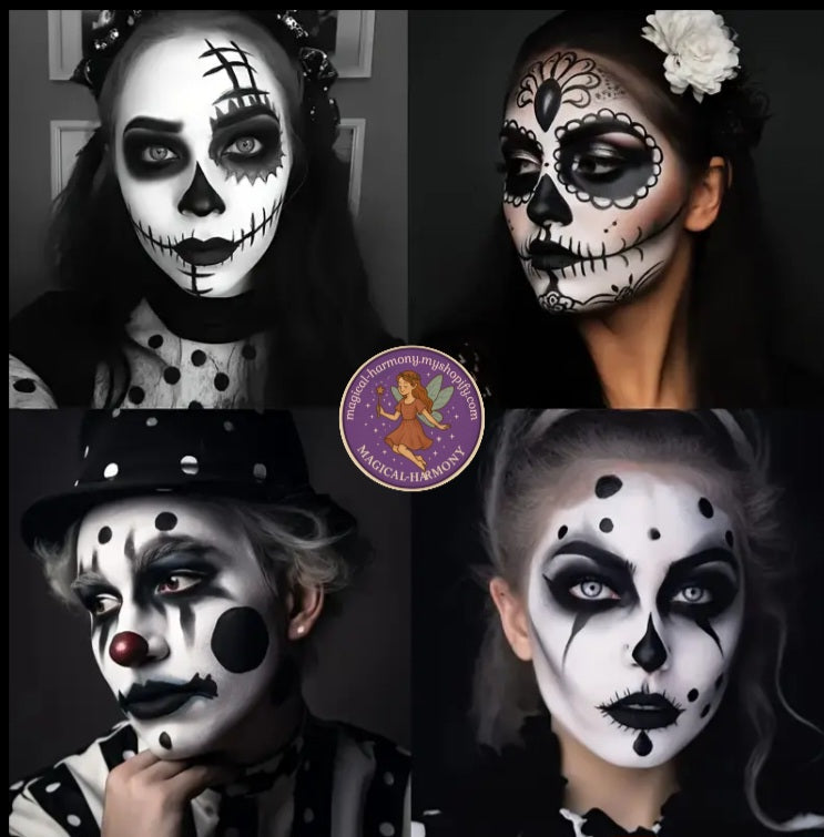 White Liquid Foundation & Black Lipstick Cosplay Set