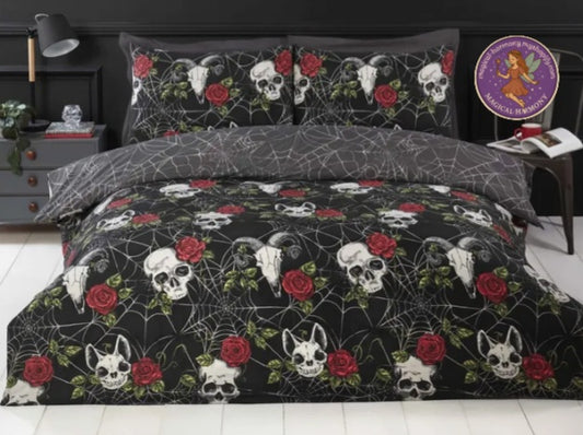 Rose Skull Duvet Cover Set