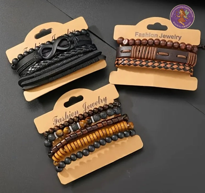 10PCS Men’s Bohemian Retro Bracelet Set