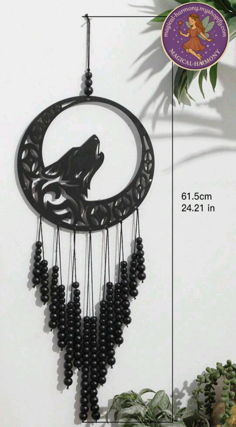 Bohemian Black Wolf Wall Hanging