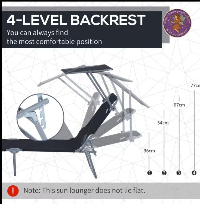 Folding Sun Lounger with Canopy