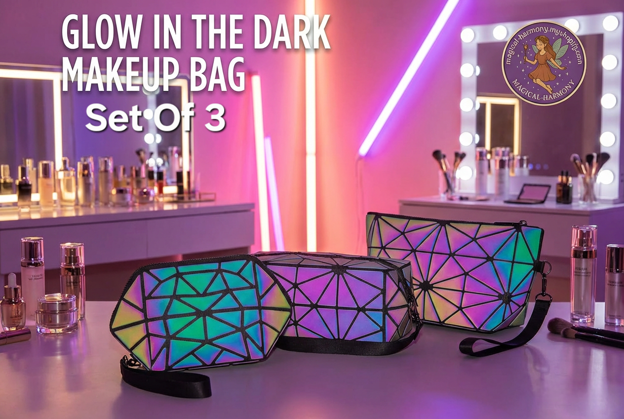 Glow in the Dark Holographic Makeup Bag Set