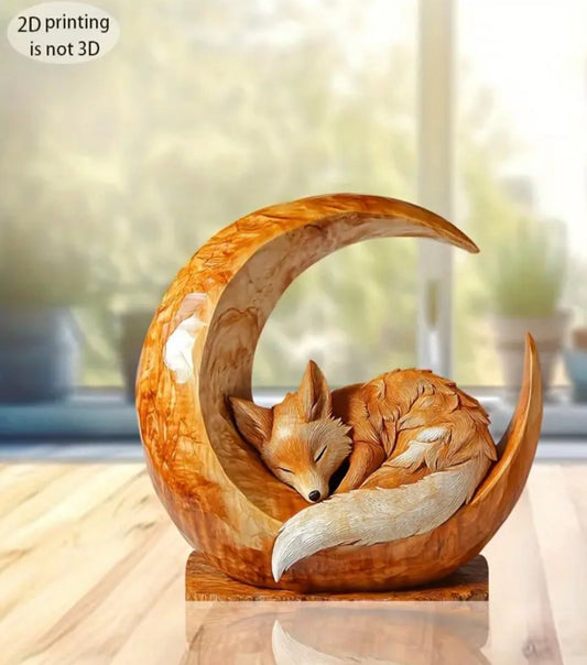 2D Wooden Fox Statue