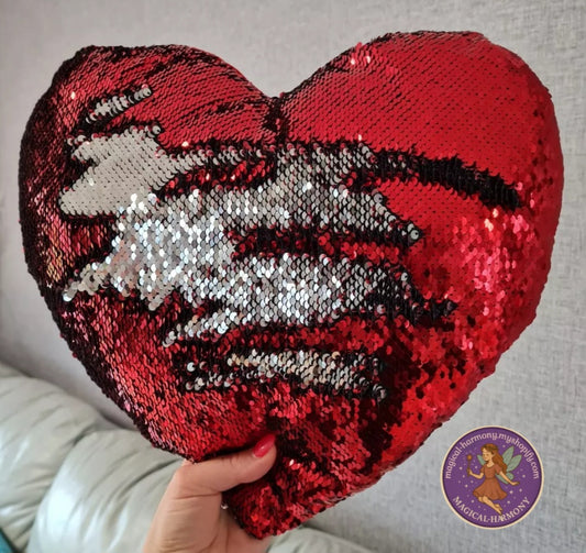 Sequin Heart Filled Cushion ❤