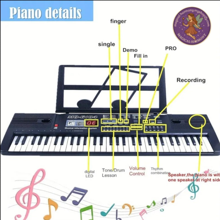 61-Key Digital Piano with Microphone