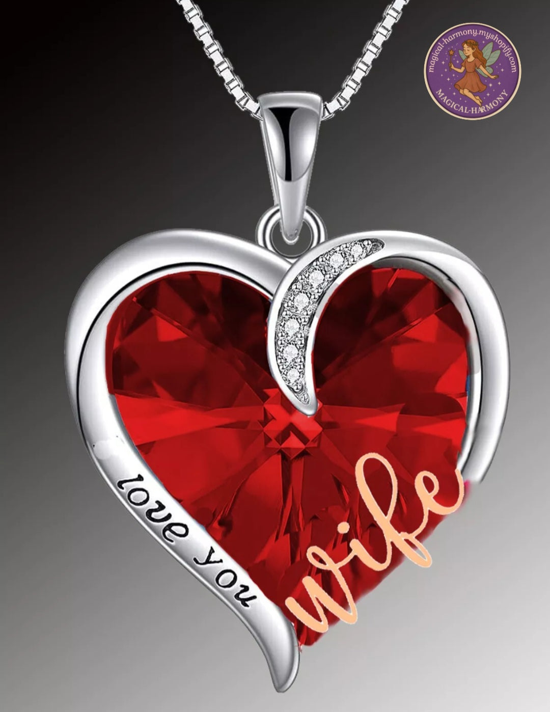 Red Sparkly Heart Necklace