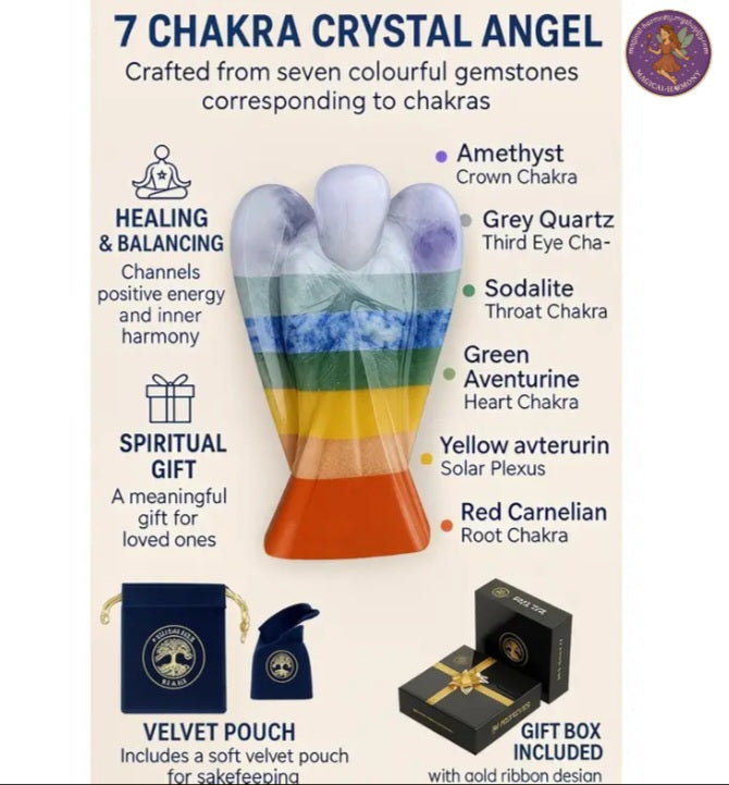 7 Chakra Crystal Gemstone Angel Figurine