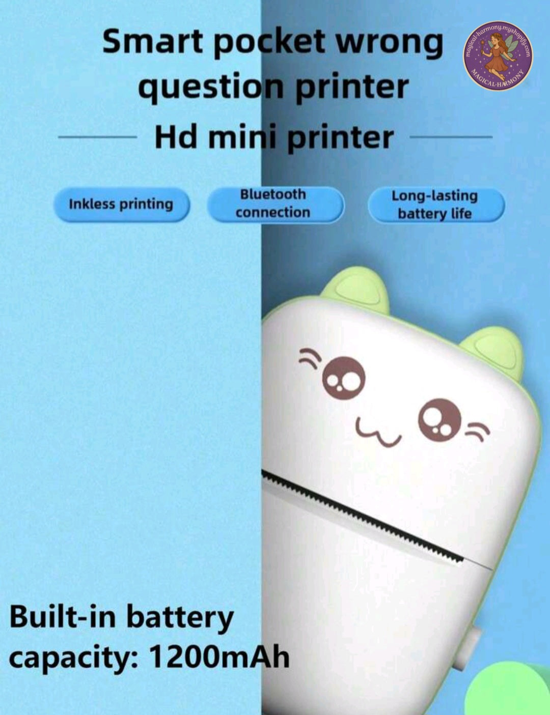SOKANY Mini Portable Thermal Printer And 5 Reels Of Adhesive Paper