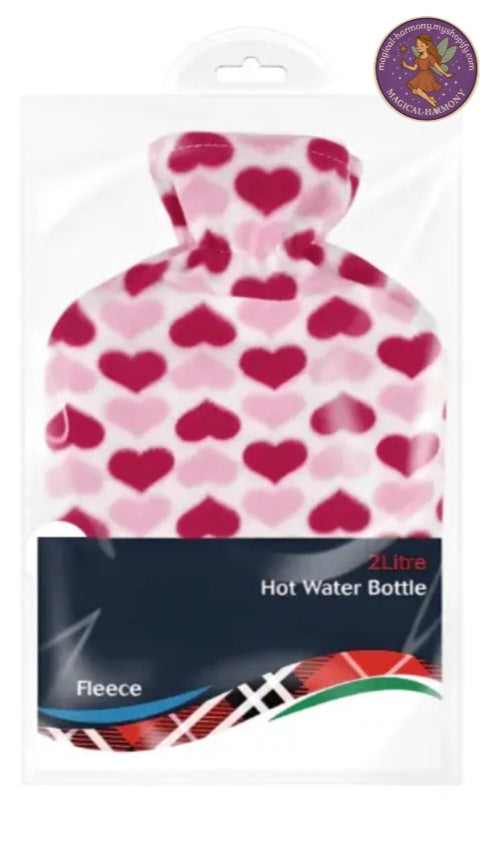 2L Extra Long Hot Water Bottle with Soft Fleece Cover!