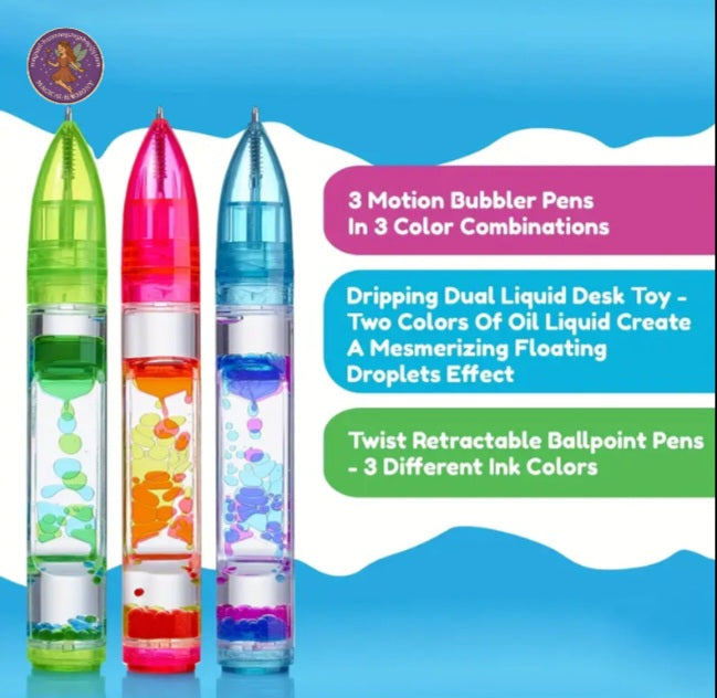 3pcs Vibrant Liquid Motion Bubble Pens