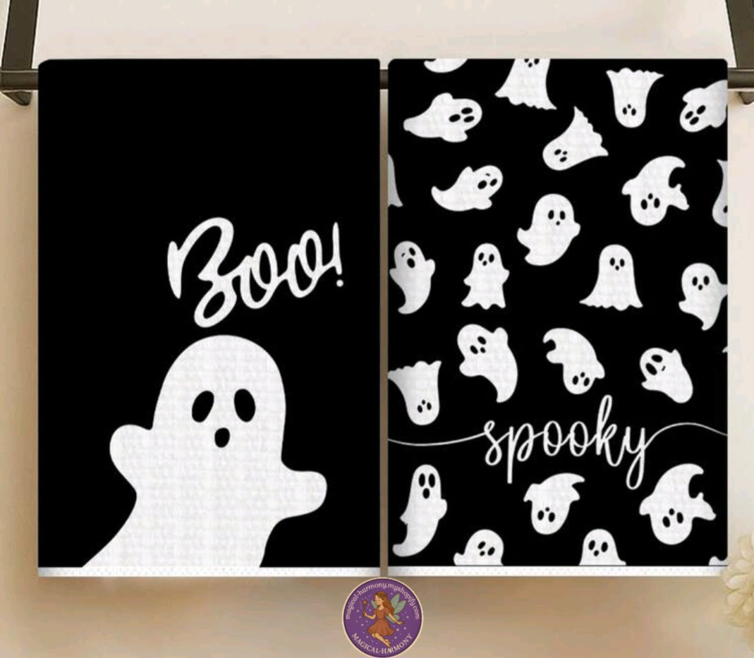 2PC Cute Ghost "BOO" Halloween Towels Set