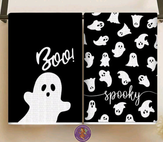 2PC Cute Ghost "BOO" Halloween Towels Set