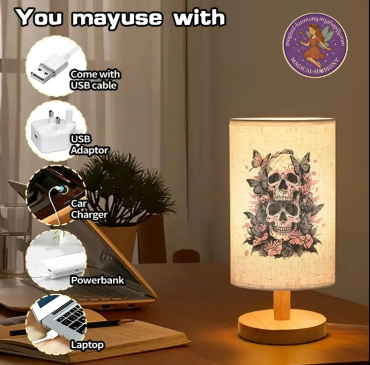 USB Skull And Rose Lamp