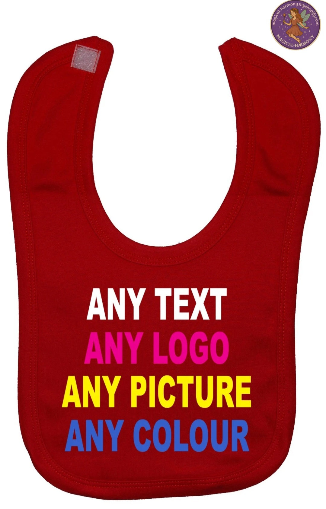 Personalised Any Text, Logo, Image Any colours Baby Nursery Feeding Bib 0-3 yrs