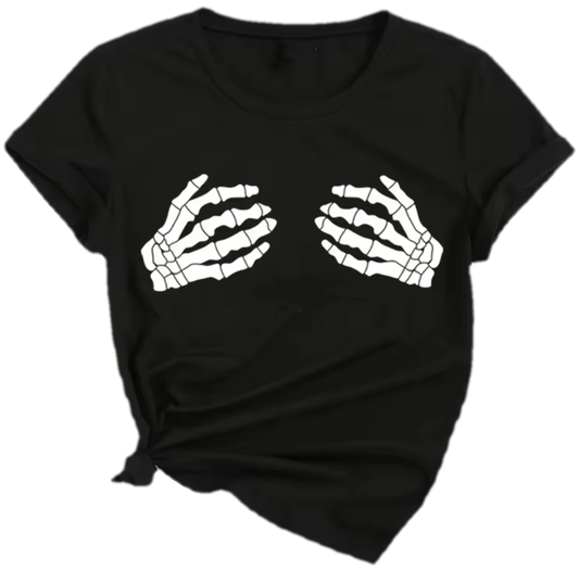 Skull Hands Print T-shirt