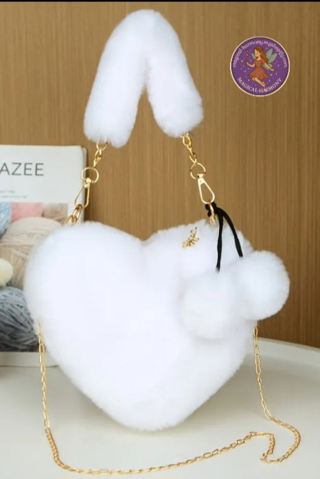 Women’s Plush Heart-Shaped Shoulder Bags