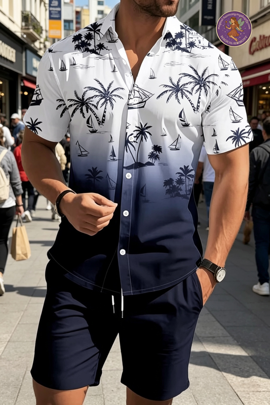 Short-Sleeve Casual Shirt Set