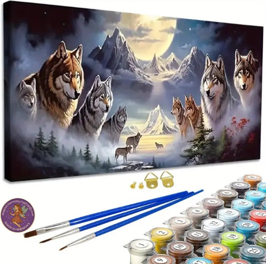 80x40cm Wolves Paint by Numbers Kit!