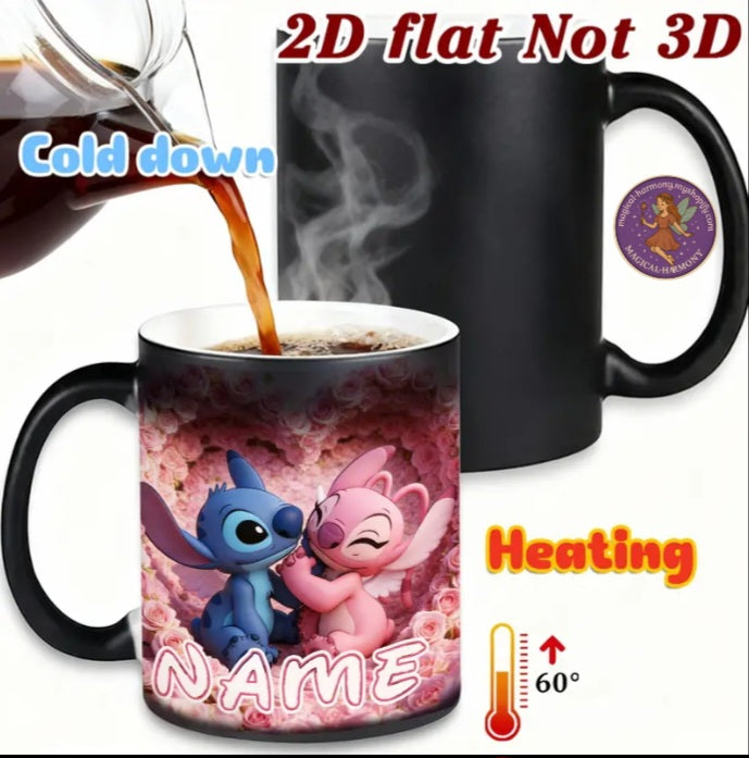 Customisable Disney Stitch & Angel Romantic Rose Mug