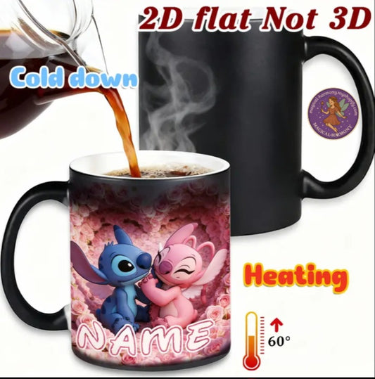 Customisable Disney Stitch & Angel Romantic Rose Mug