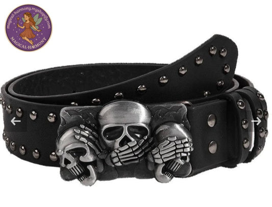 See No Evil Triple Skull Belt