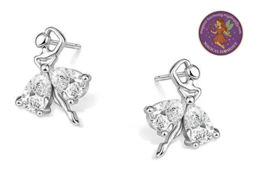 Women Girls Beautiful Ballet Stud Earrings 925 Sterling Silver Jewellery Gift UK