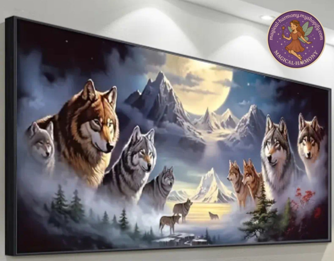 80x40cm Wolves Paint by Numbers Kit!