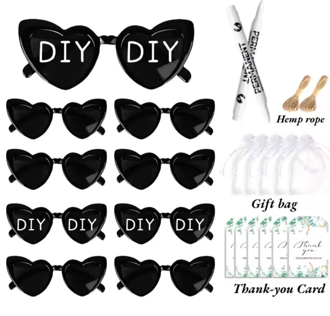 60 Pairs DIY Heart Shaped Sunglasses.