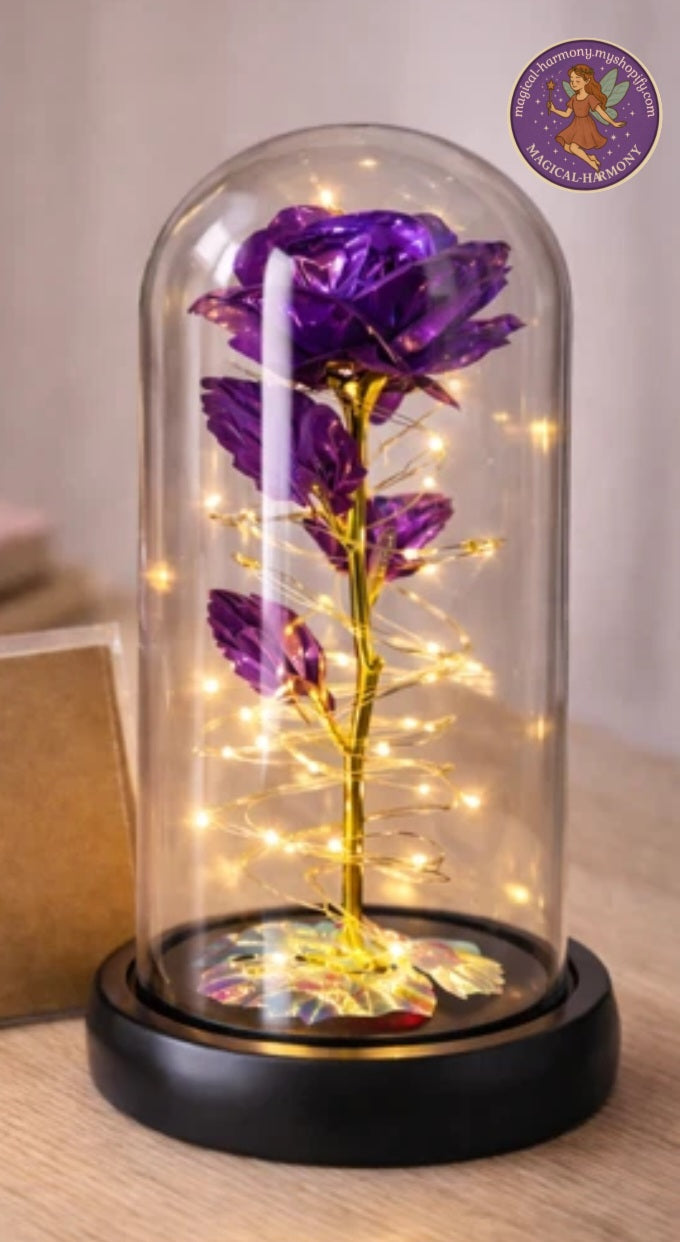 LED Light-Up Rose in a Glass Dome
