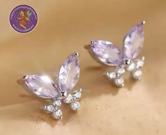 925 Sterling Silver Crystal Colourful Butterfly Stud Earrings Women Jewellery UK