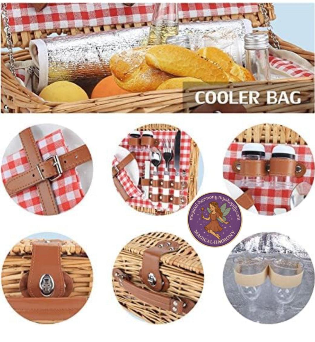 Wicker Picnic Basket For 4