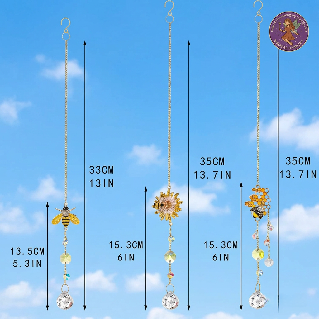 3-Pack Crystal Honeycomb Bee Sun Catchers