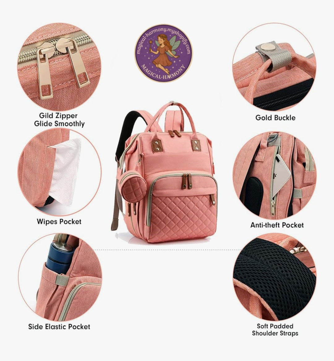 Baby Diaper Backpack With Portable Baby Bed/Changing Station