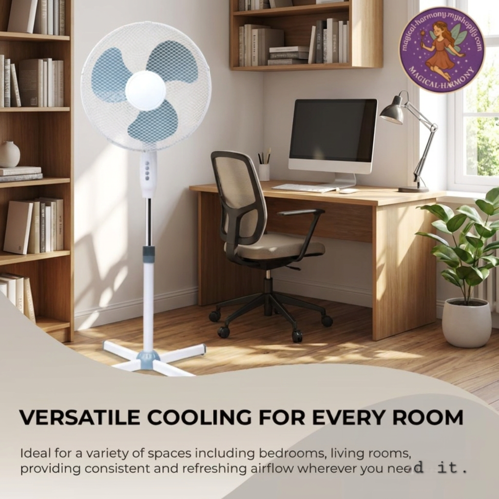 Harewood 16" White Oscillating Floor Fan